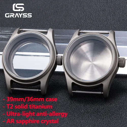 Imagen 1 del producto Caja de reloj de buceo T2 de titanio/acero para piloto, compatible con NH34, NH35, NH38, NH70, PT/ETA, cristal de zafiro AR, resistente al agua 20 BAR, antialérgico, pieza de reloj.