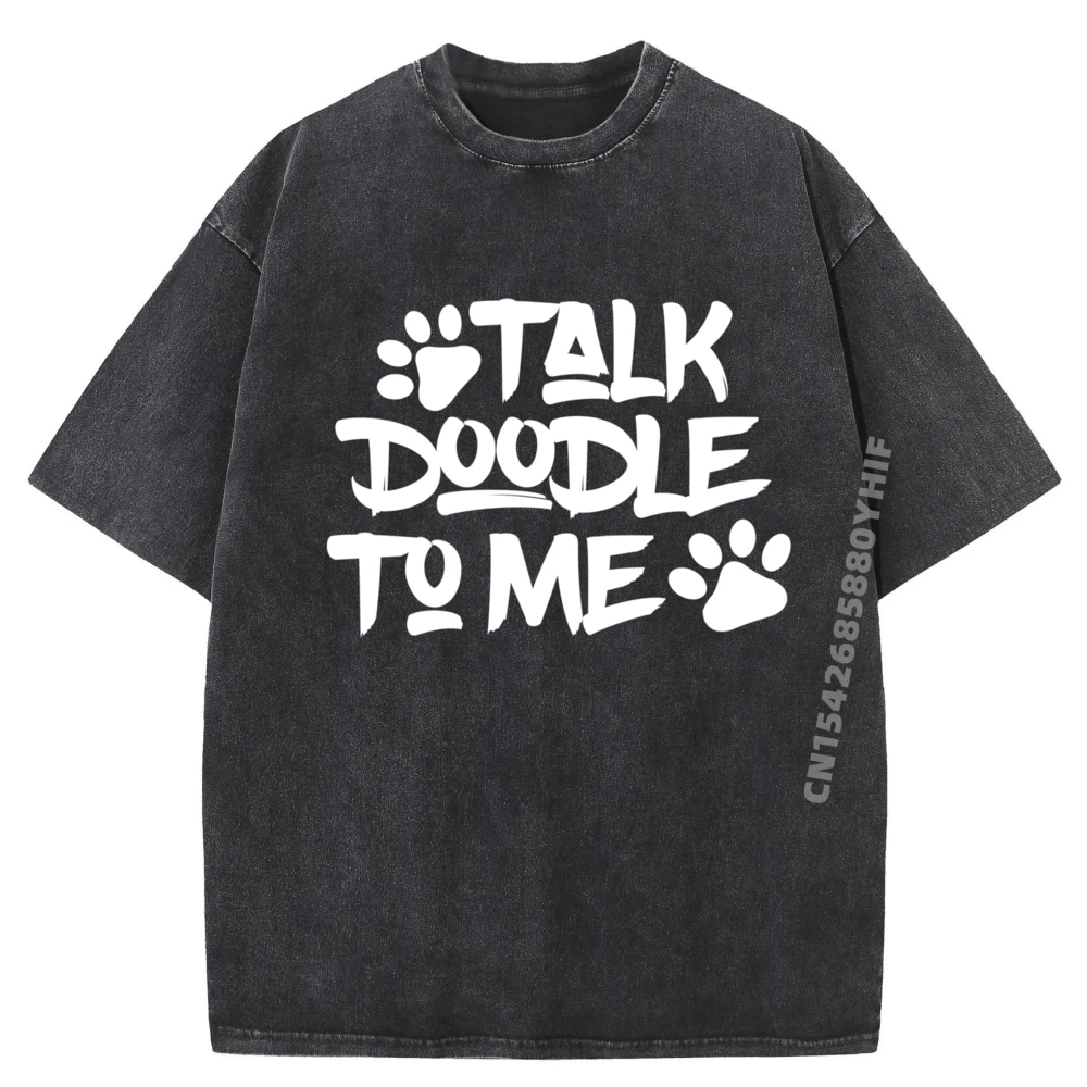 

Goldendoodle Dood Anime T Shirts Mens Gifts Printed Washed T-Shirt Men Letter Graphic Clothes Dog Lovers Gift