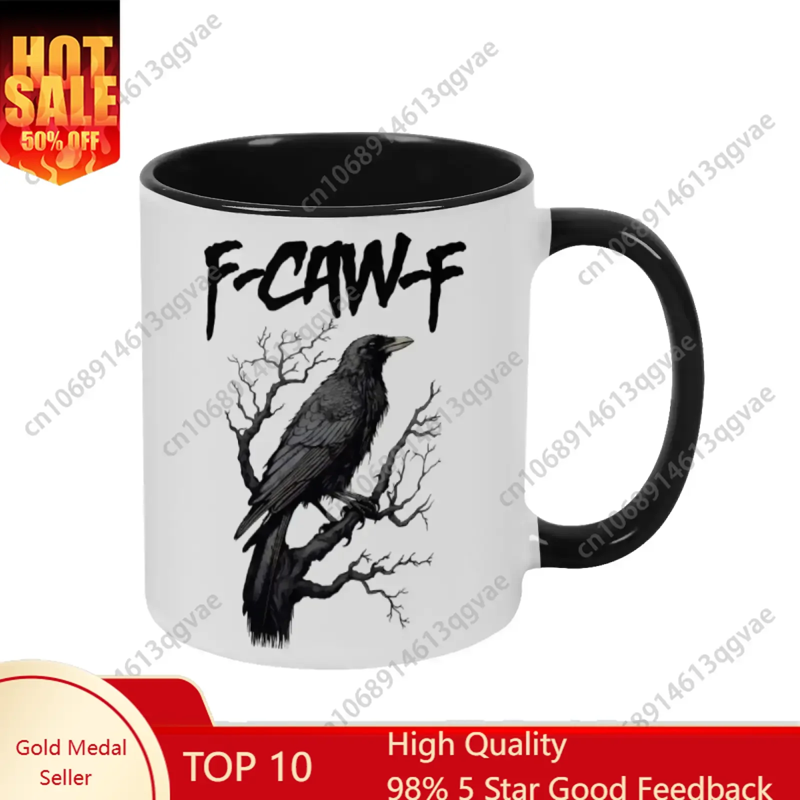 

Funny Crow Mug Black Mugs F-Caw-F Novelty cup Crow Lover Cup Halloween Season Cups Bird Pun Gif Crow Coffee
