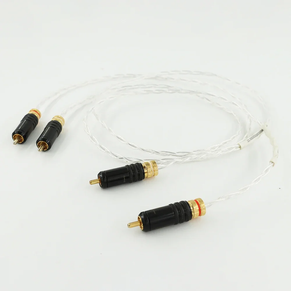 Pair Occ Copper Silver Plated Audio Interconnects Cable,RCA Signal Cable , Extension Cord