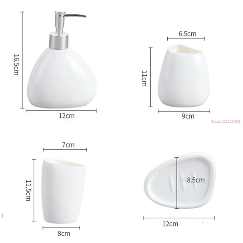 Pure white ceramics Bathroom Accessories Set Soap Dispenser Toothbrush Holder Cotton swab box Wash Products