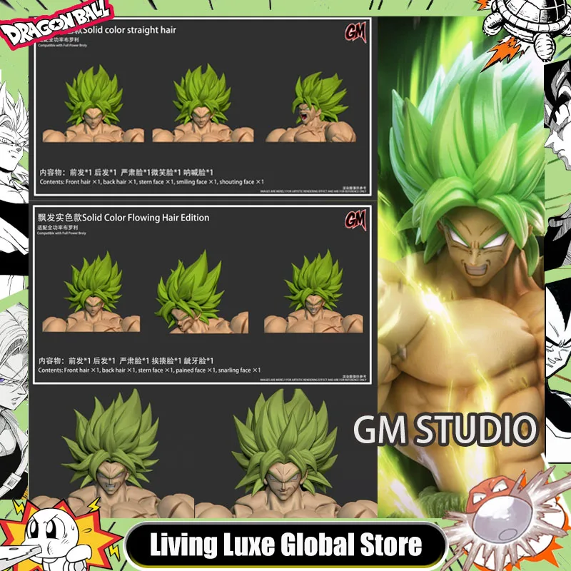 

Dragon Ball Super Full Power Broly Head Accessory Pack GM Studio Figures Straight & Flowing Hair Face Upgrade Parts Fit Reissue