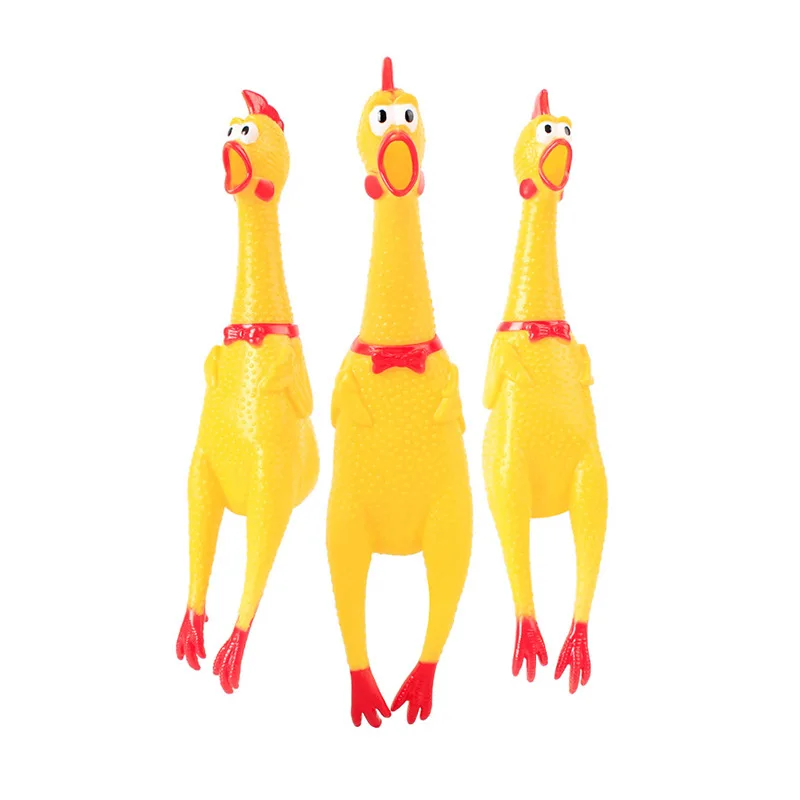 Dog Sounding Toy Screaming Chicken Pet Dog Toy Releasing Chicken Squeeze Sound Dog Chew Toy Durable Yellow Rubber 16CM 30CM 38CM