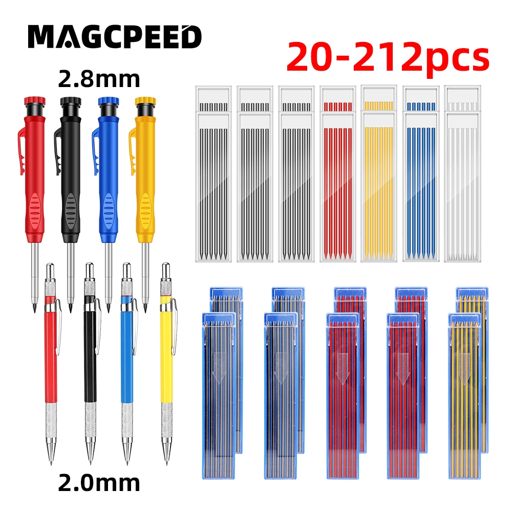 

2.0&2.8mm Marking Mechanical Pencil Deep Hole Solid Carpenter Scriber with Leads Sharpener for Woodworking Drawing Stationery