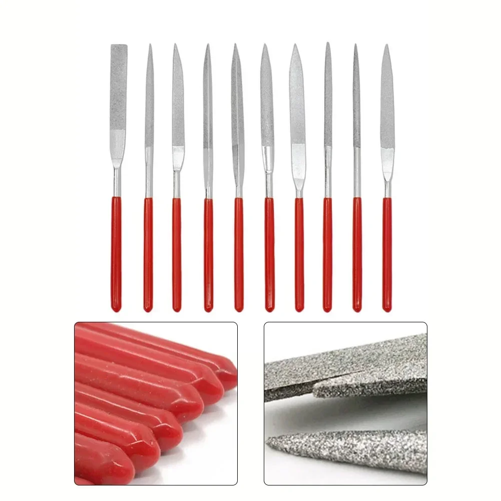 10pcs Diamond Files Metal Jeweler Stone Polishing Plating Alloy Needle Rasp File Set For Woodworking DIY Wood Carving Tools