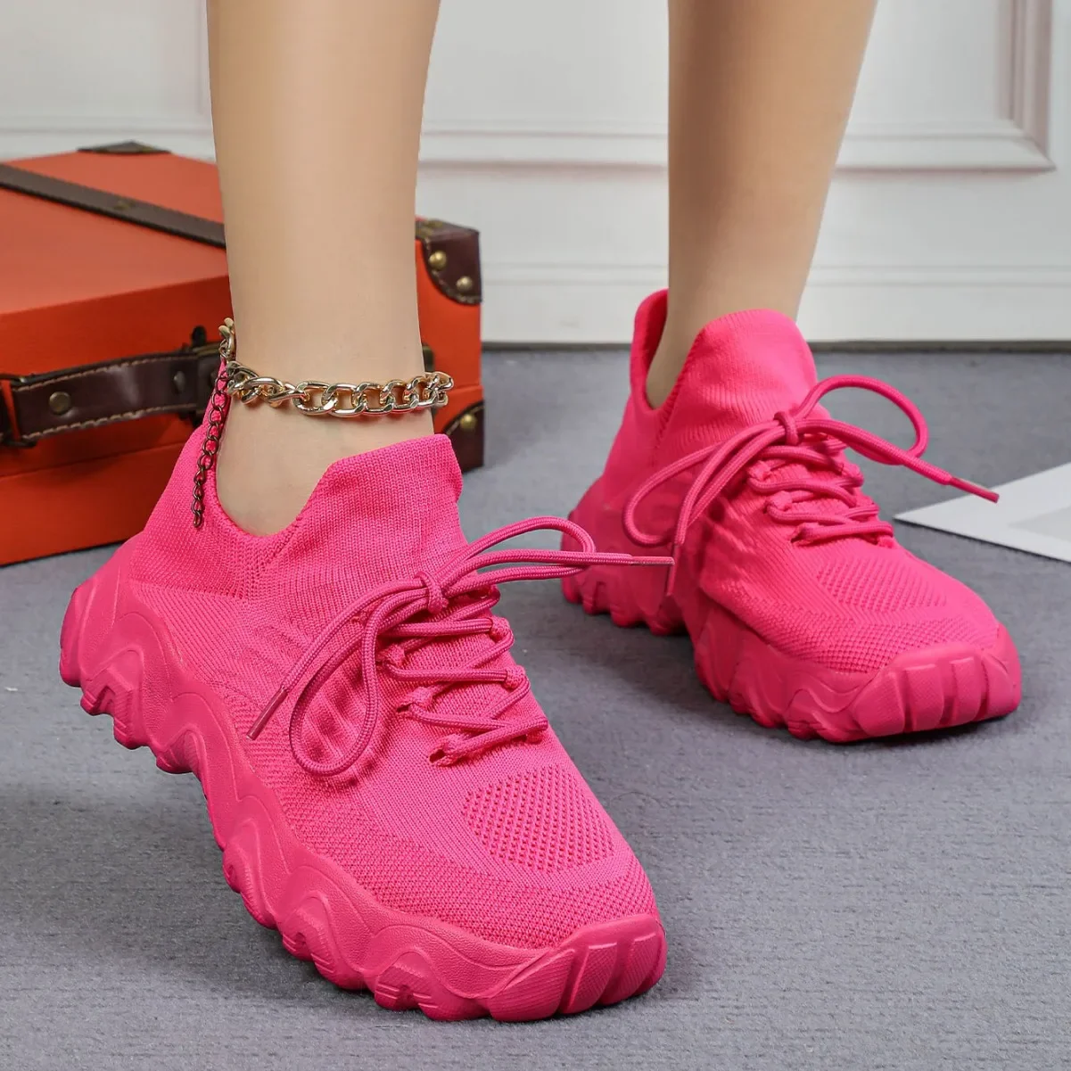 Women's Spring and Autumn Breathable Casual Sports Shoes All Fashion Fly Woven Lazy Casual Shoes