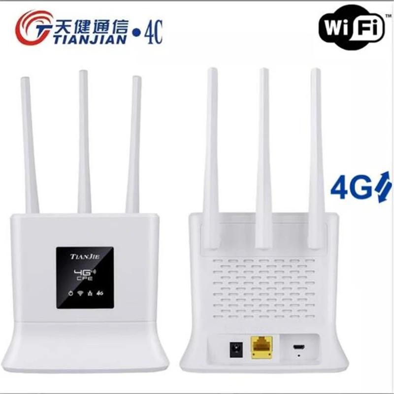 

TIANJIE Unlocked 4G Wifi Router LTE High Gain External Antenna SIM Card Wireless Modem RJ45 WAN/LAN Mobile Hotspot CPE Dongle