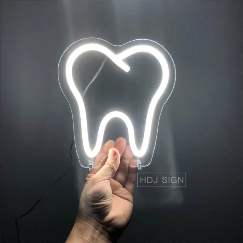 Tooth LED Neon Light Party Table Lamp Neon Sign for Shop Window Art Room Decor Neon Lights Colorful Night Light Room Decor