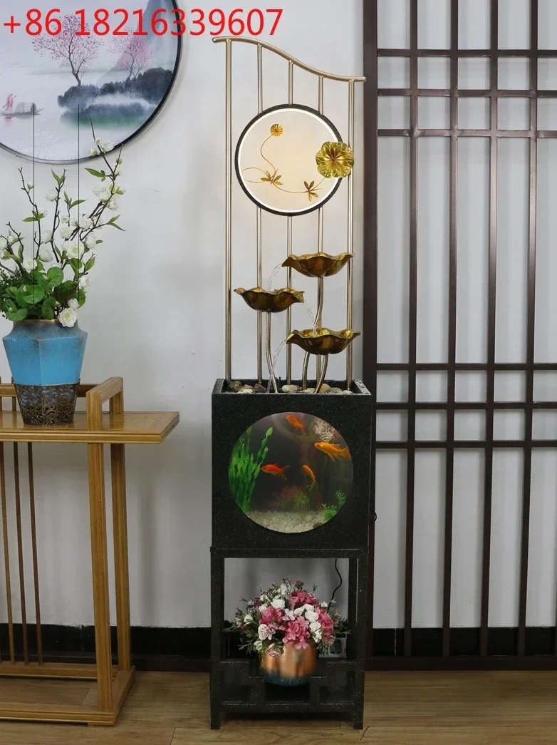 

Новый аквариум TAO в китайском стиле для гостиной: ландшафтный дизайн с лотосами, водопадом и световым кругом, самоводообращающийся, для декора.