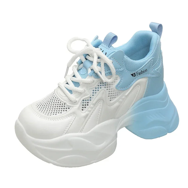 

Women's Casual Shoes Spring 2025 Breathable Mesh High Top Shoes Thick Bottom Platform Sneakers 8.5CM Comfortable All-Match Shoes