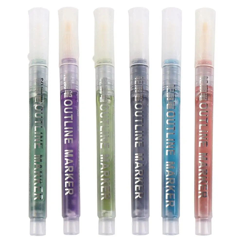 

Creative 8 Color Hand Account Rainbow DIY Crafts Graffiti Pen Art Marker Pen Highlighter Outline Marker Pen Double Line Pen