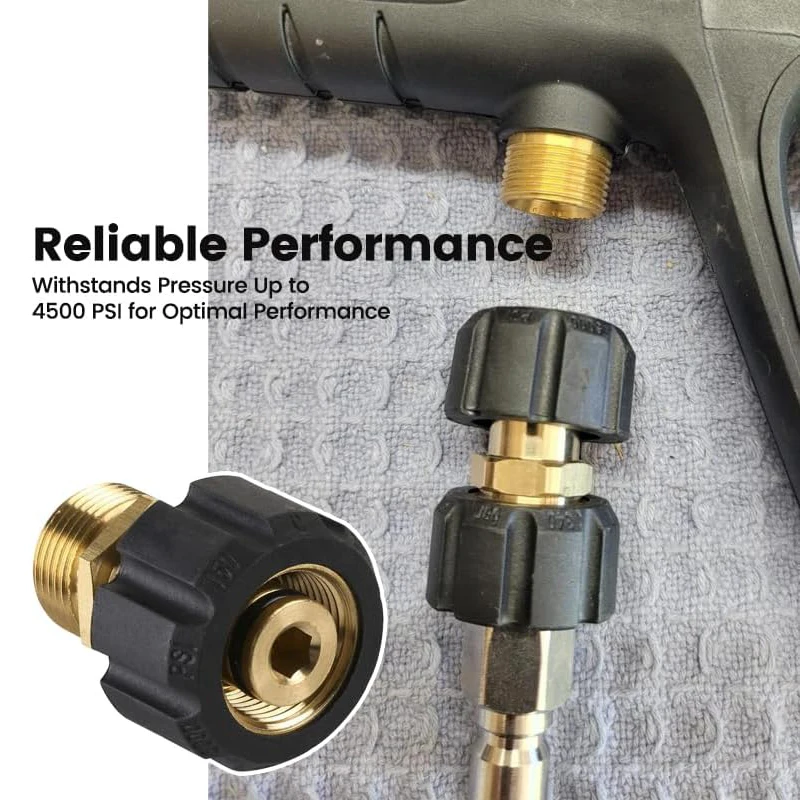 M22 14mm Male Fitting Pressure Washer Adapter M22 15mm Female to Quick Connect to Power Washer Coupler Accessories for Hose/Gun