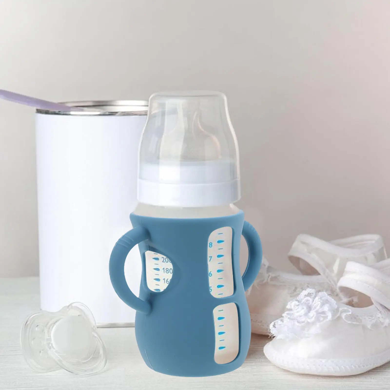 2Pcs Baby Bottle Sleeve Adapter Silicone Handle Cover Anti-Leak Protective Holder Compatible Feeding Bottle Protector Nursery