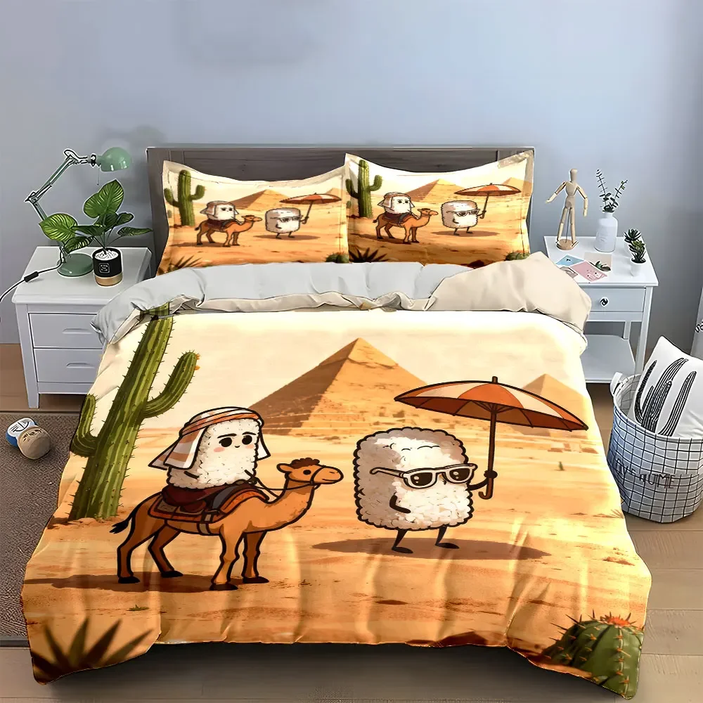 

Desert Cartoon Three-Piece Set Soft Comfortable Duvet Cover Bedding Set Included 1*Duvet Cover & 2*Pillowcases, gift