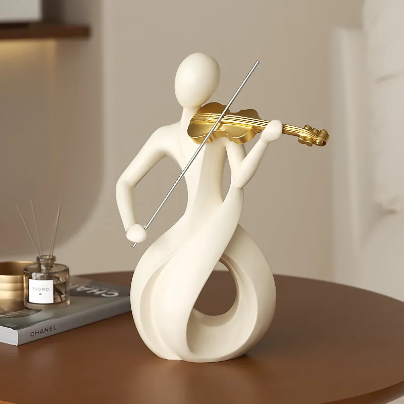 Creative Abstract Figures Music Violin Statue Resin Crafts Living Room Table Top Wine Rack Ornaments Sculpture Modern Home Decor