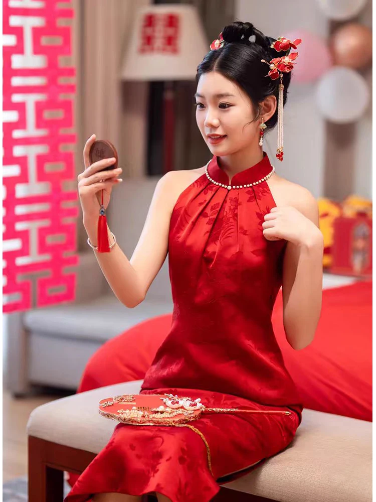 

Утренний халат для невесты, женский, длинный, с открытыми плечами, летний, новинка, для свадьбы и помолвки