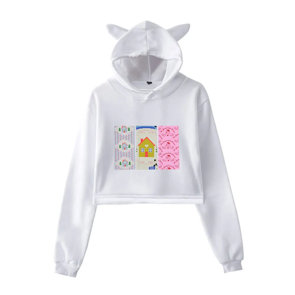 Role Model Merch Vintage 90s Streetwear logo Hoodie Hoodies Sweatshirts for Girls Cat Ear Crop Fashion Sports Pullover