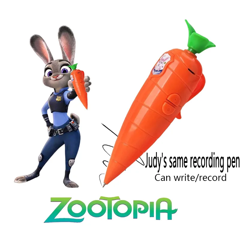 

Disney Anime Plush Zootopia2 Same As Judy's Carrot Funny Voice Recorder Pen Write Graffiti Cute Ballpoint Pen 2in1 Novelty 60s
