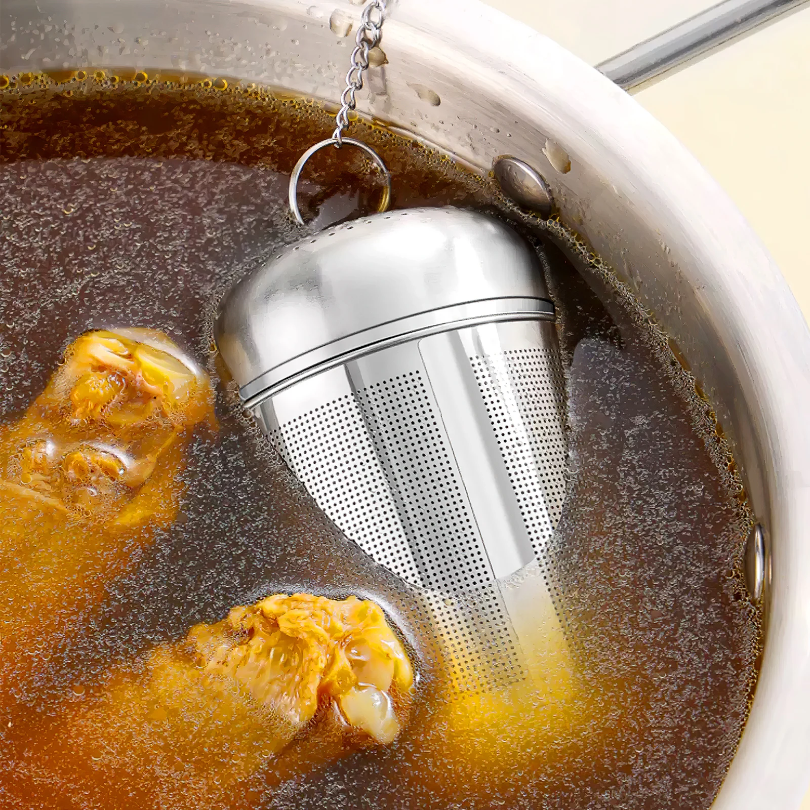 

Filter Cooked Meat Seasoning Box Stainless Steel Mesh Tea Infuser Basket Brine Silver Spice Ball