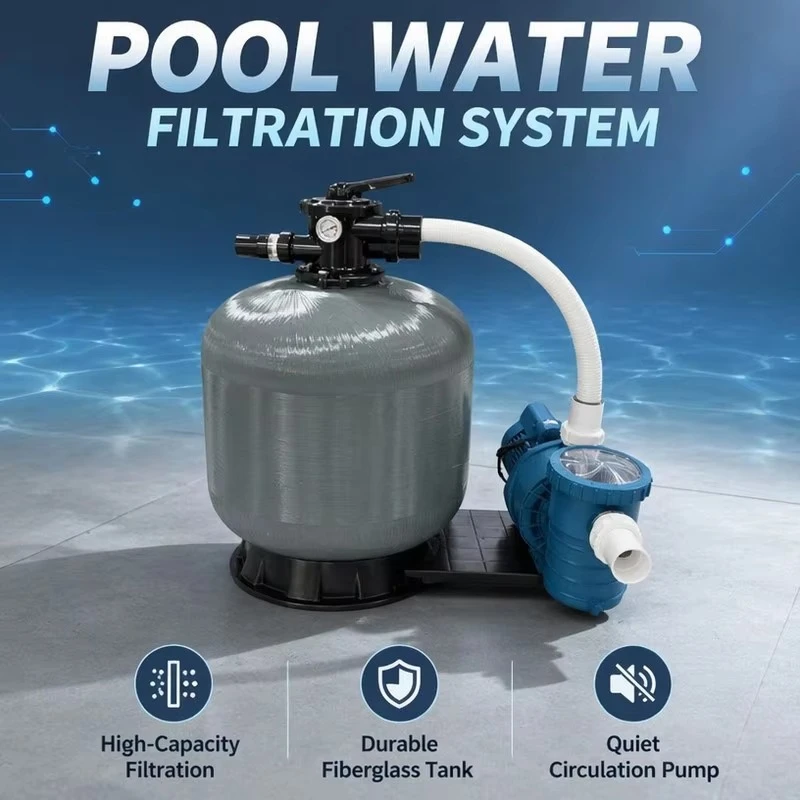 Factory wholesale swimming pool sand filter pump combination glass fiber water tank self-priming energy-saving copper core