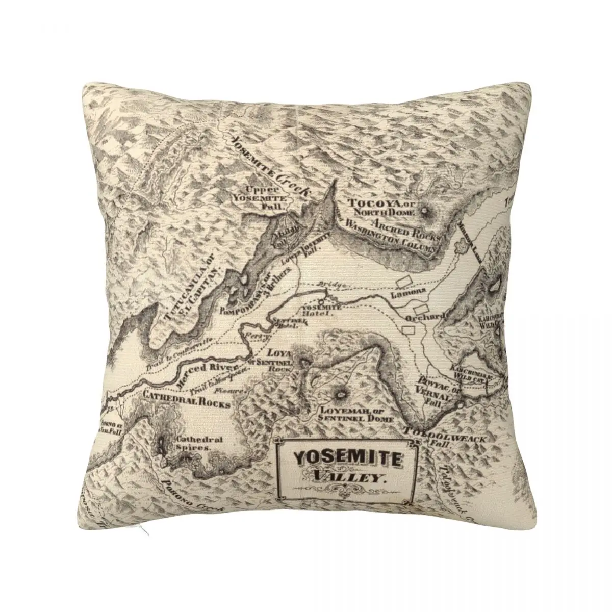 

Vintage Map of Yosemite Valley (1879) Throw Pillow Pillows Aesthetic Christmas Pillow Covers