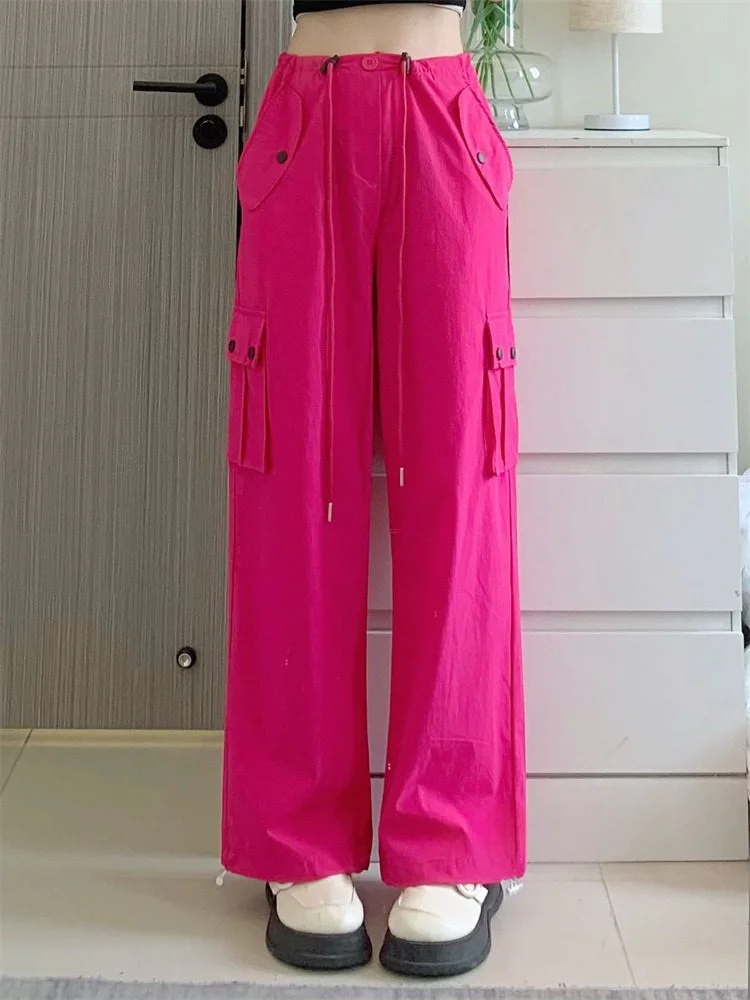 

Свободные широкие брюки для работы, женские тонкие зимние брюки с высокой талией, повседневные быстросохнущие спортивные брюки розового цвета, модные женские брюки