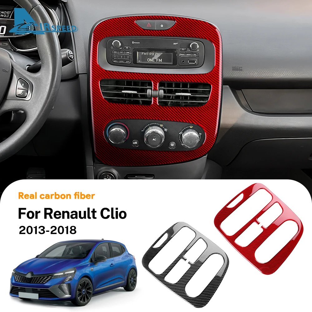 Reale Morbida Fibra di Carbonio Adesivo Per Renault Clio 4 2013 2014 2015 2016 2017 2018 LHD RHD Auto Pannello di Controllo Centrale Interno Trim