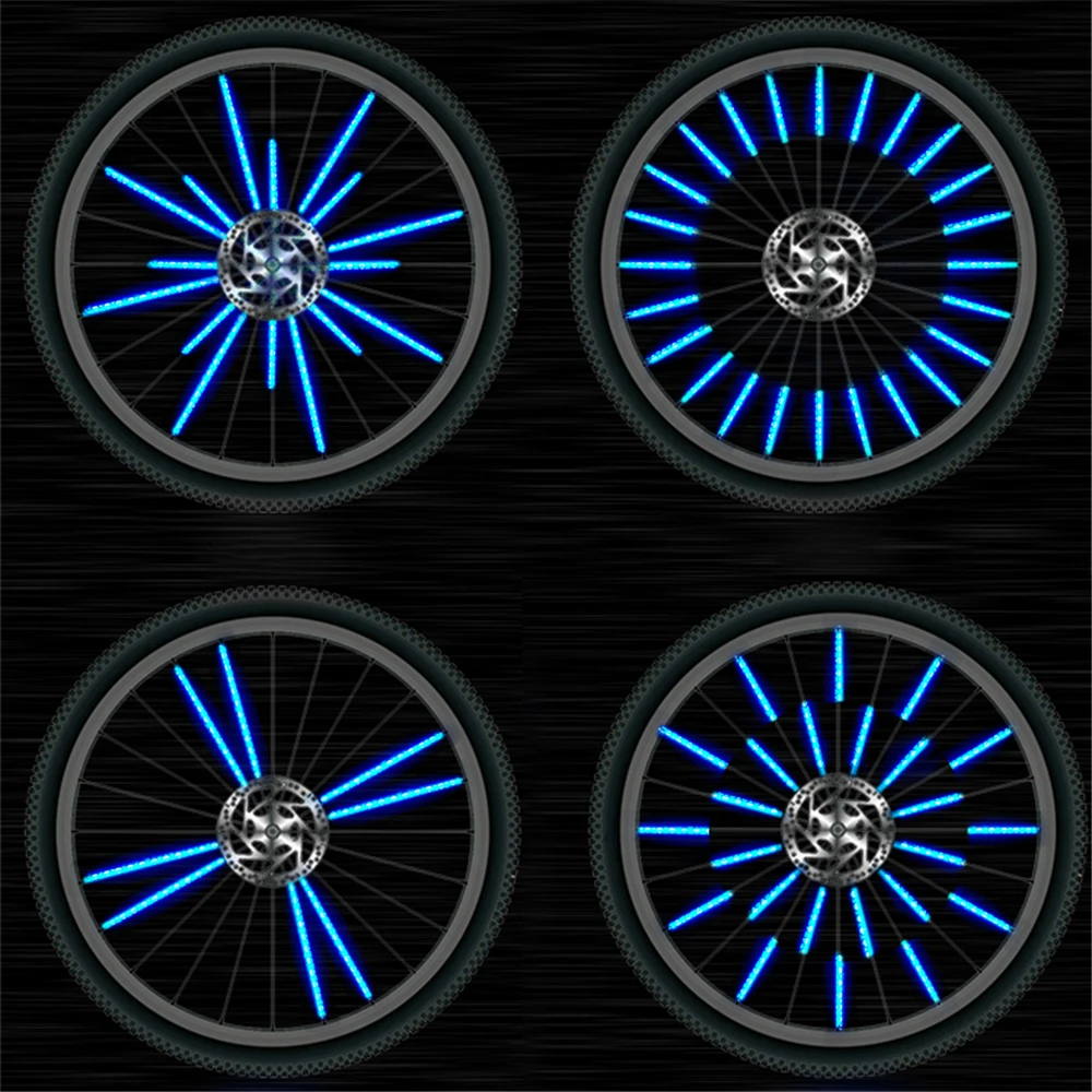 12Pcs Wheel Rim Spoke Clip Tube Bicycle Lights Outdoor Night Safety Warning Reflective Reflector Bike Strip Bicycle Accessories