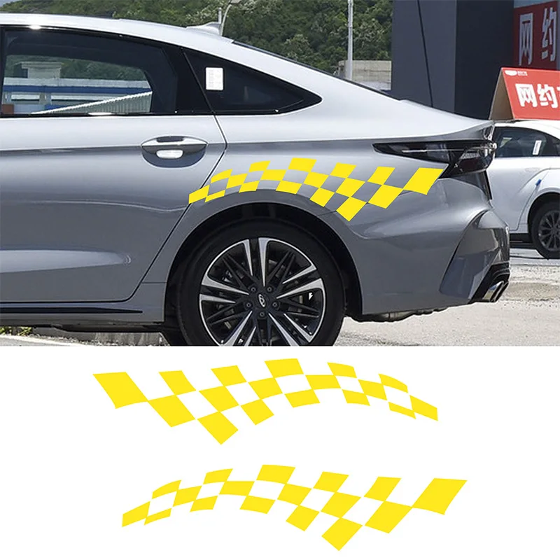 

2Pcs Racing Sport Checkered Graphic Car Body Door Side Skirt Stickers Stripe Kits Vinyl Decal for Toyota Corolla Car Accessories