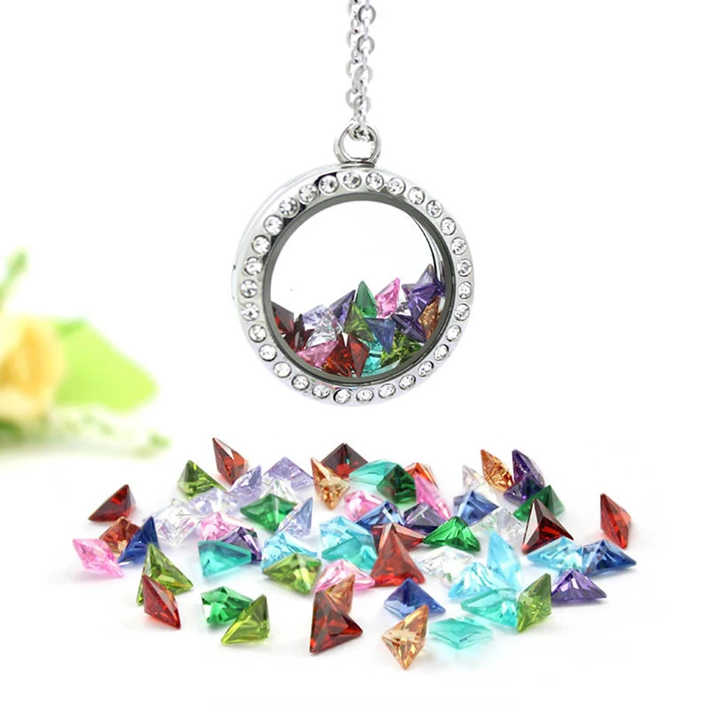 

12Pcs Birthday Stone Treasure Gems Triangle Shape Bright Colors for Craft Accessories Scrapbooking Party Decoration