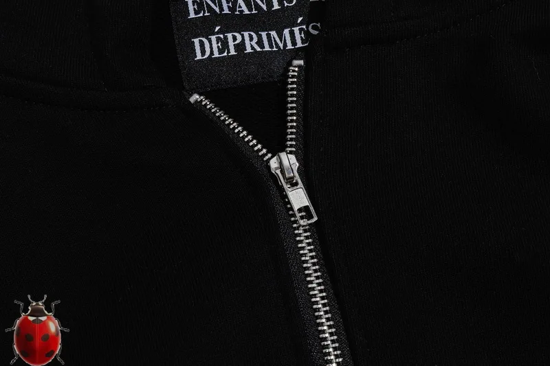 Chest ERD Cross Logo Zipper Enfants Riches Deprimes Fleece Hoodie Jacket Black Men Women High Street  Loose Fit Sweatshirts