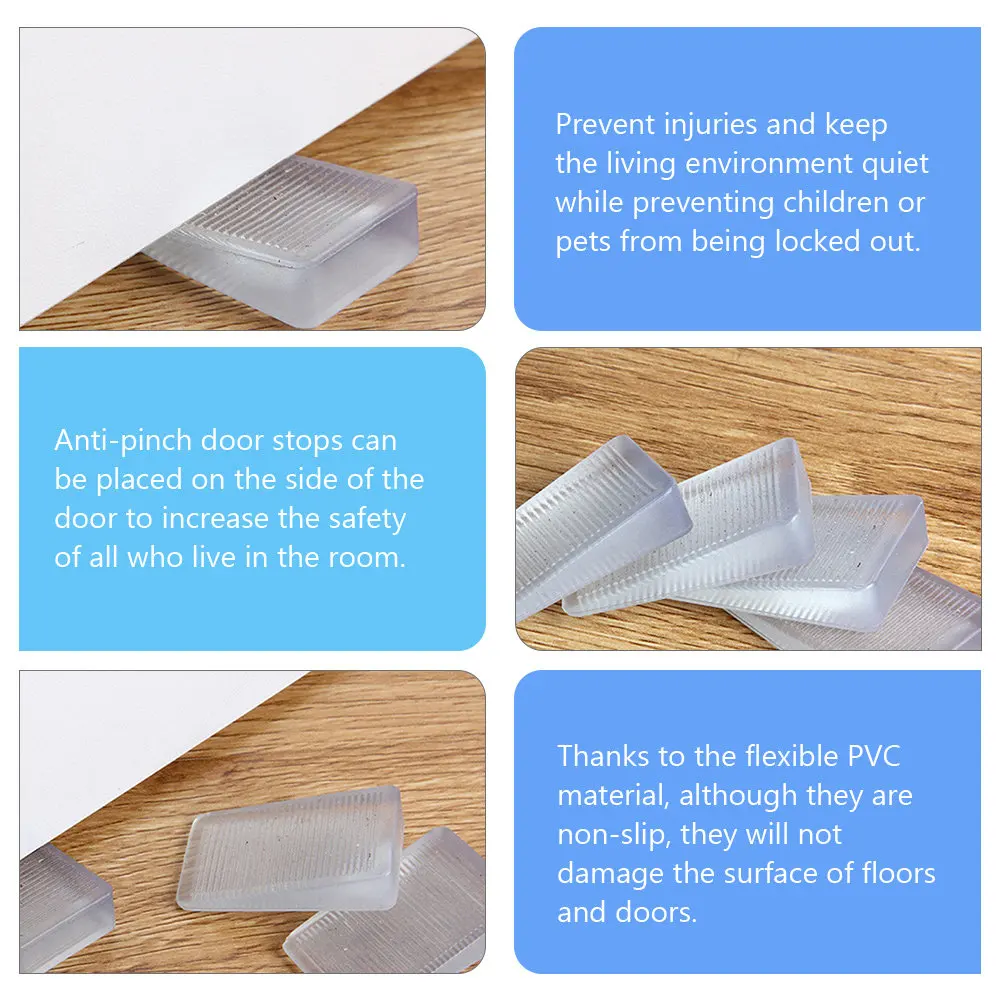 

Набор из 8 прозрачных ПВХ-ограничителей для дверей: защита от защемления пальцев, нескользящие, безопасные для пола, для дома и офиса