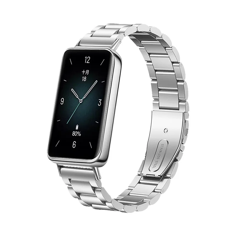 For Honor Band 11 / 11 Pro Stainless Steel Band 3-Bead Replacement Watch Strap - Silver