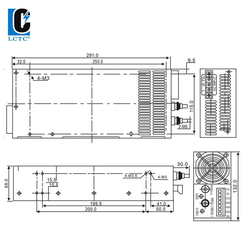 3000 W high-power switching power supply, input 220V to 12V24V36V48V DC sufficient power