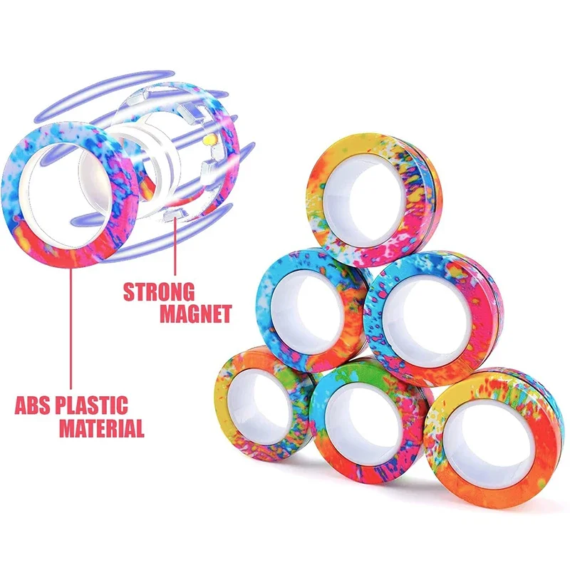 3pcs Magnetic Rings Spinner Fidget Toy Set Finger Magnets Rings for Anxiety Relief Therapy Fidget Pack Gift for Adults Teens Kid