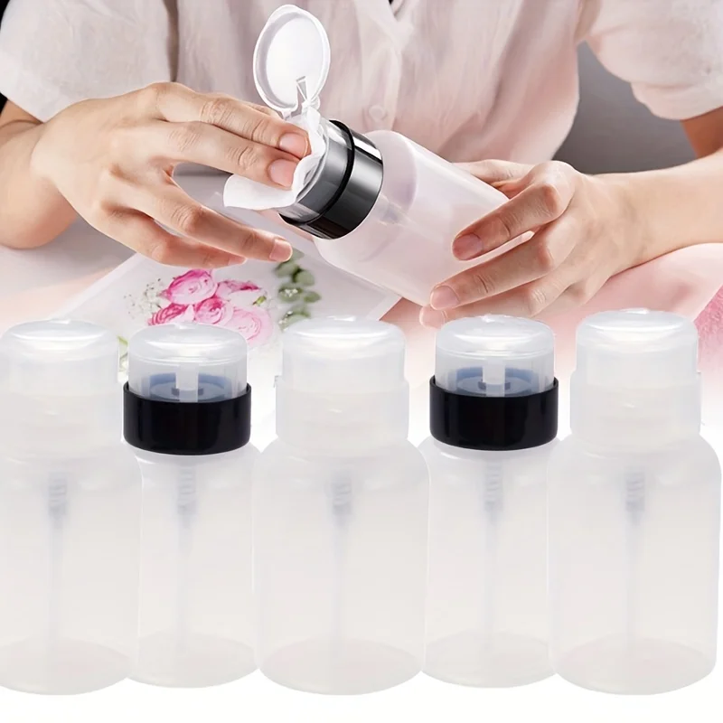 Nail Art Supplies 210ml Press Empty Bottle with Lock Press Bottle Alcohol Nail Polish Remover Special Press Bottle Large Capa