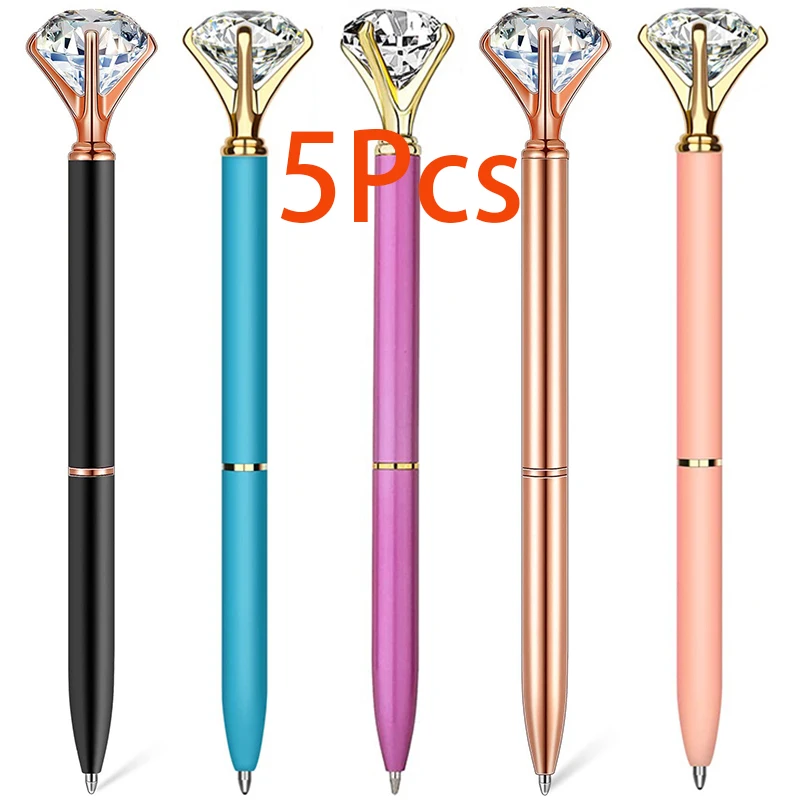 

5Pcs Diamond Ballpoint Pen Metal Student Diamond Pen Crystal