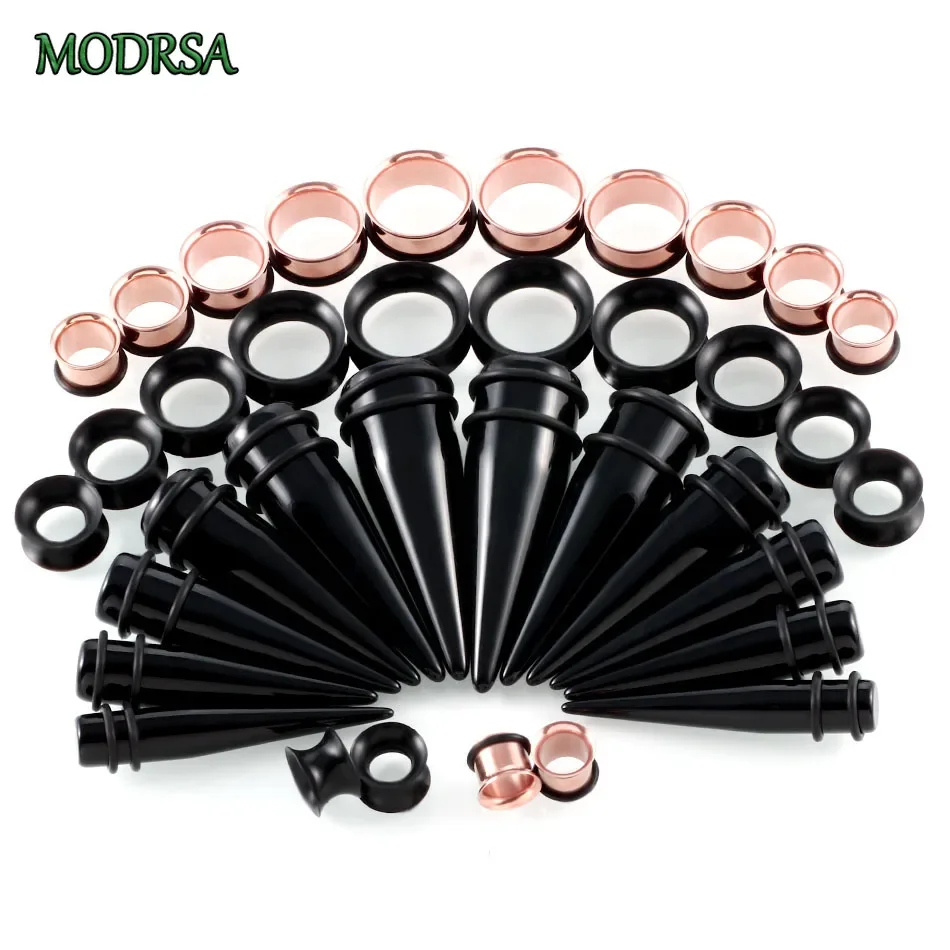 MODRSA 36PCS Stainless Steel Ear Gauge Stretching Kit 10-20Mm Silicone Ear Gauge Plug Tunnel Flesh Acrylic Taper Gauge Set