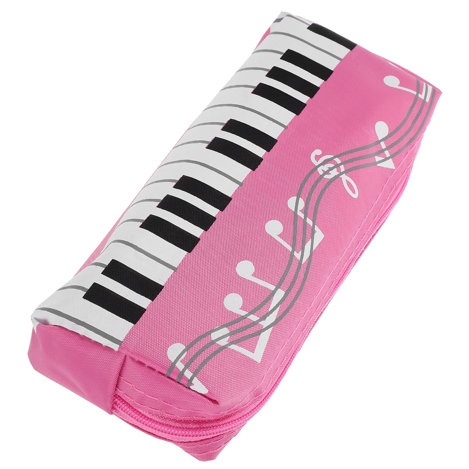 

Keyboard Pencil Case Large Square Light Blue Single Layer Cartoon Music Notes Canvas Stationery Bag Portable Kids Pen Pouch Cute