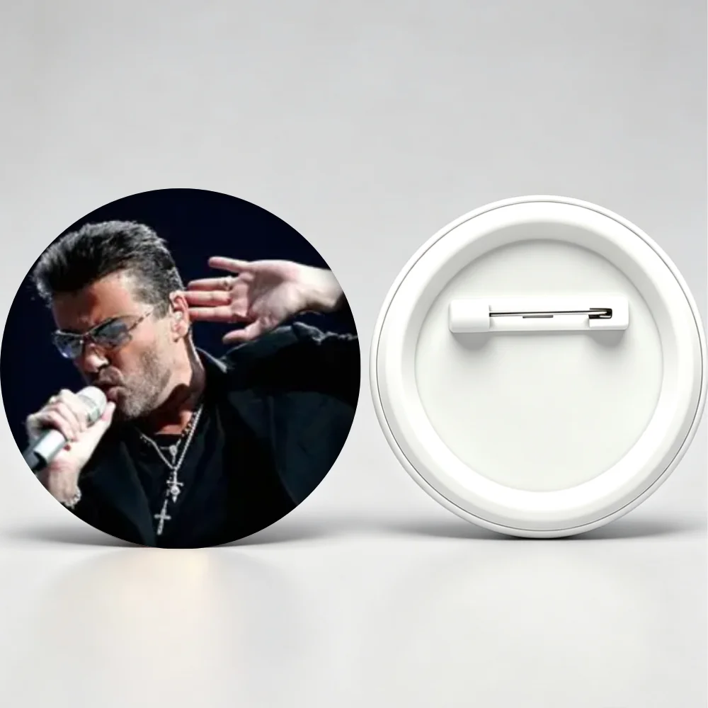 Handmade Creative Brooch Pin 32mm 44mm 58mm Tinplate Badge, George Michael Music Star Lapel Pin, Clothing Gift Accessory