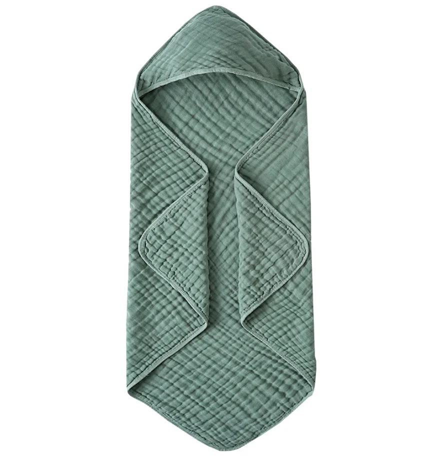 6-Layer Muslin Cotton Hooded Baby Towel, Breathable Swaddle Blanket for Newborn Kids