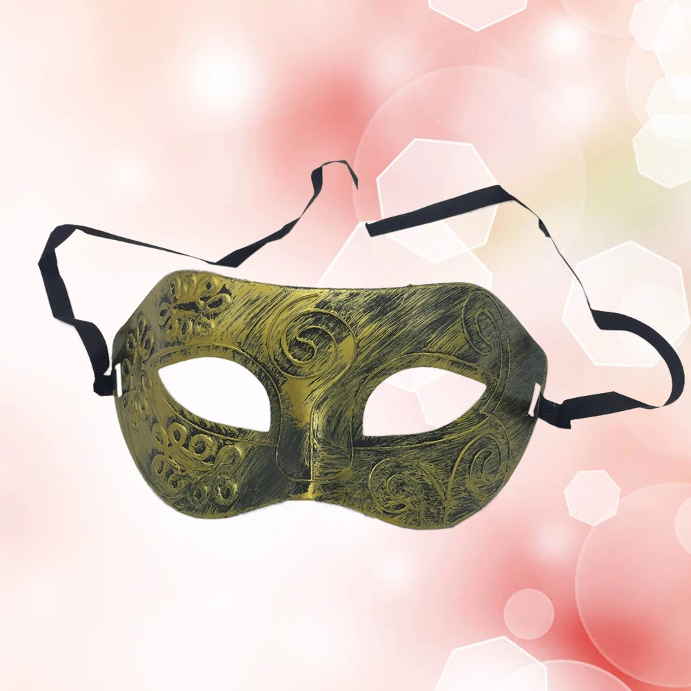 

Luxury Retro Roman Style Golden Men'S Masquerade Mask Half Face Plastic Mask For Halloween Costume Party Carnival