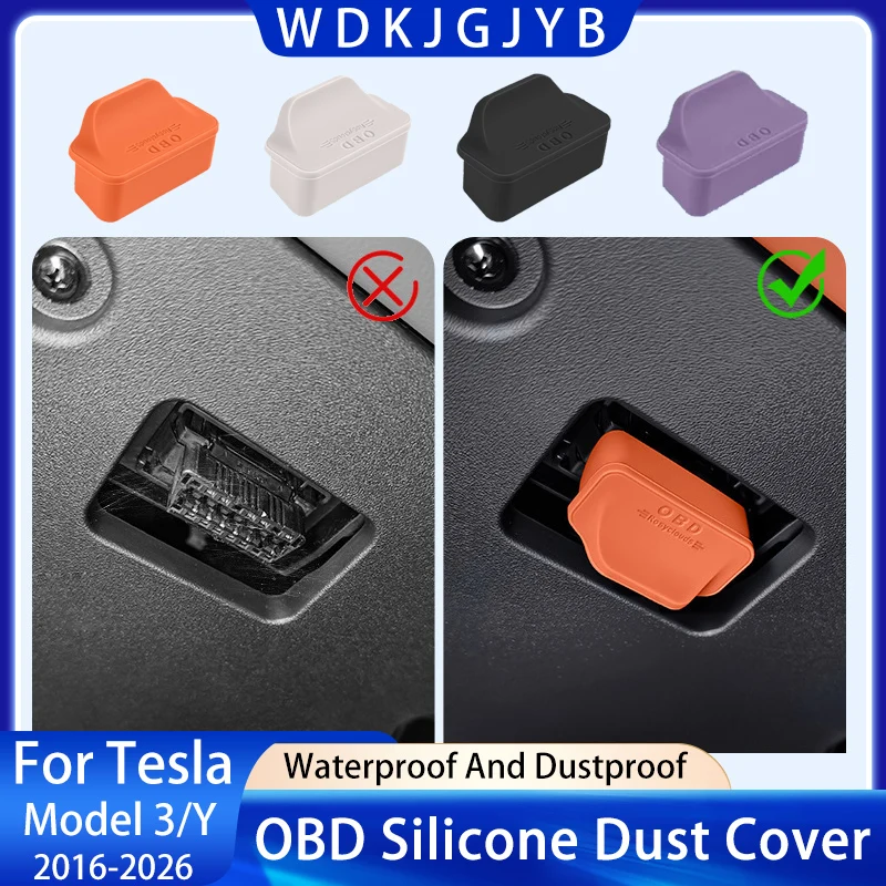 For Tesla Model 3/Y Silicone OBD Port Cover Waterproof Rust-proof OBD Port Lock Protective Sleeve Dust OBD Clogging Caps