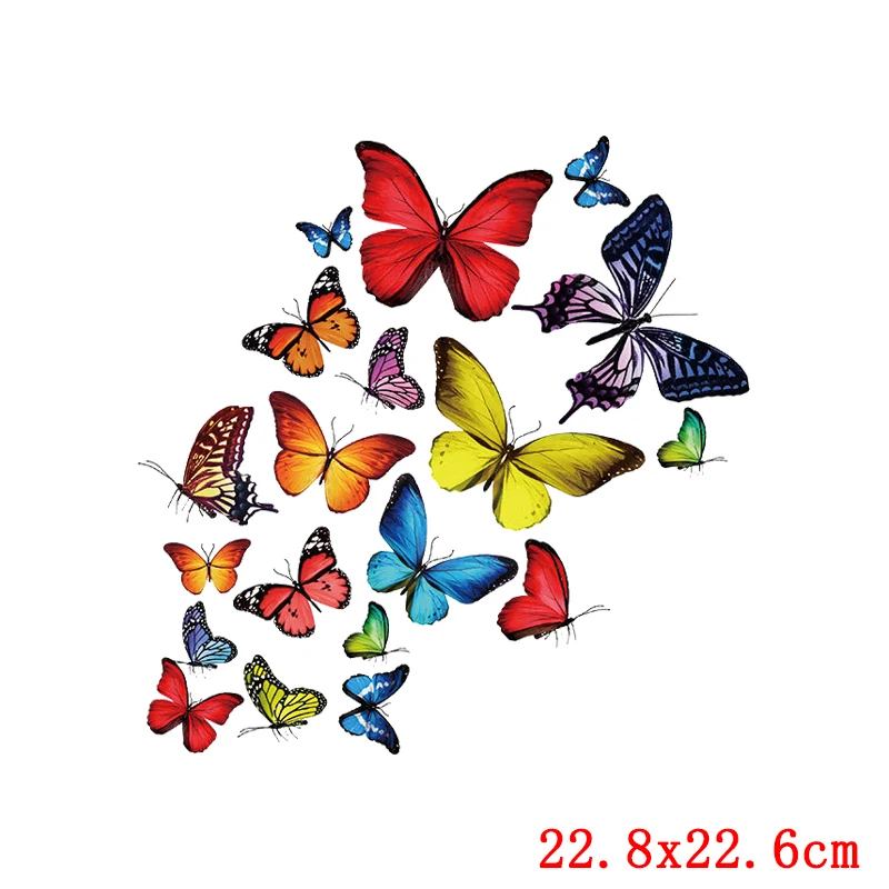 Bird Butterfly Heat Transfer Thermo-Sticker On Clothes T Shirt Applique Cartoon Animal Iron On Transfer Patches For Clothing DIY