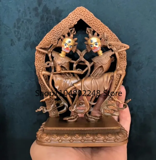 15CM Tibet Lord of Cemetery Citipati Protector Buddha Copper Statue