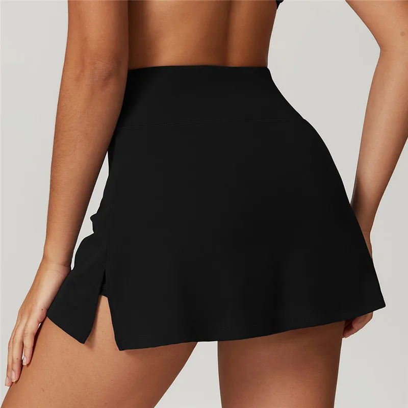 

New Tennis Skirts Women's Shorts-Skirt Two Layered High Waist Fitness Badminton Mini Skirt Pocket Athletic Sports Skirts