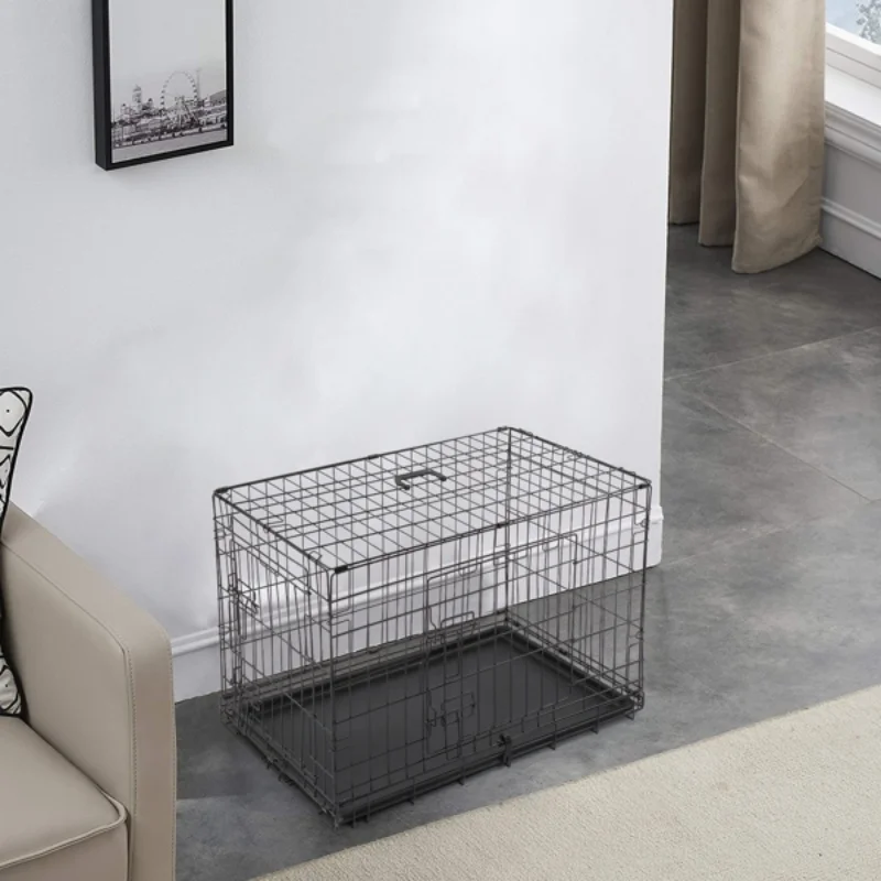 

30" Pet Kennel Cat Dog Folding Steel Crate Animal Playpen Wire Metal Black Pet Cage for Cats and Dogs