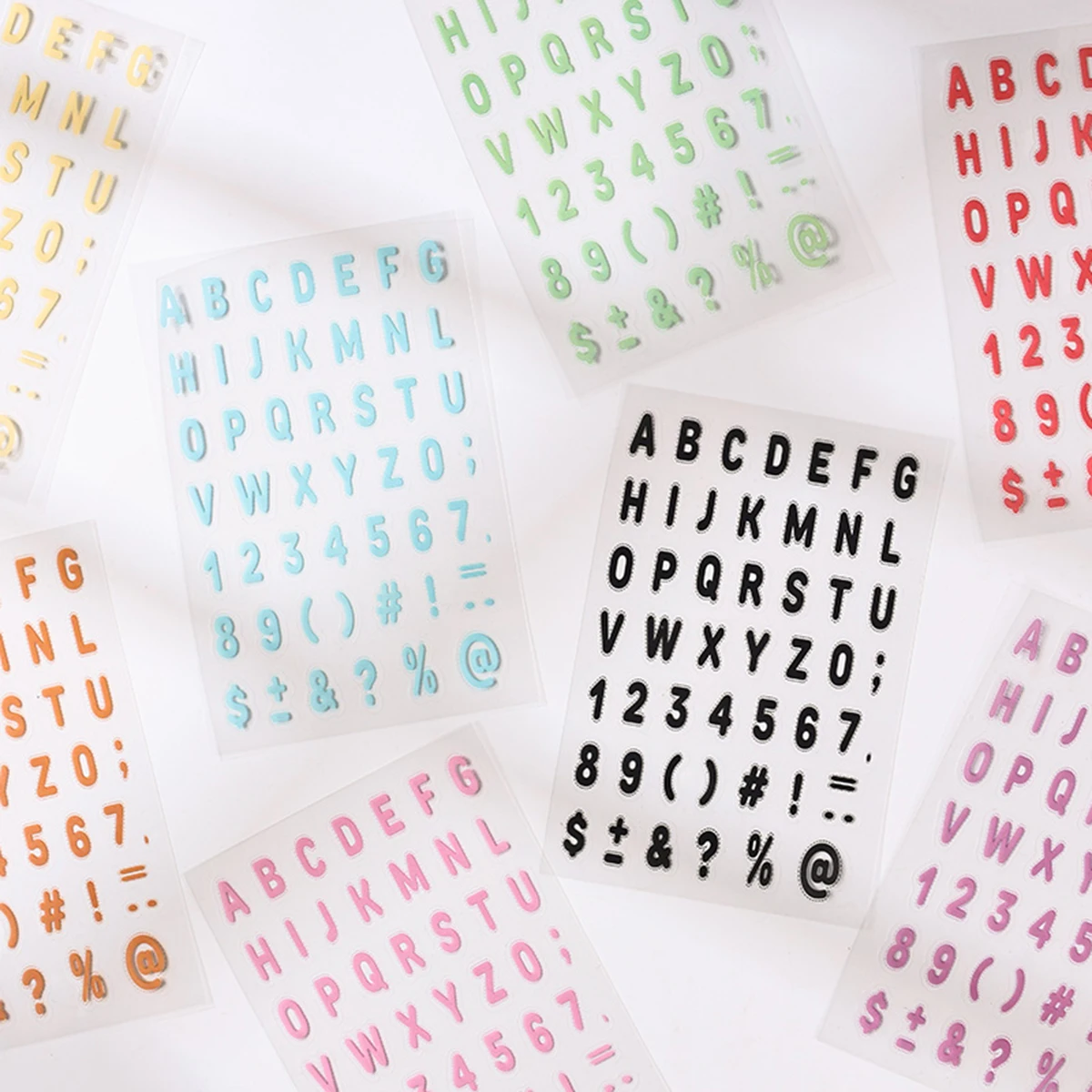8pcs Colorful Number And Letter Pattern PET Stickers,Waterproof Stickers,Perfect For Gift Boxes And Scrapbook Decoration
