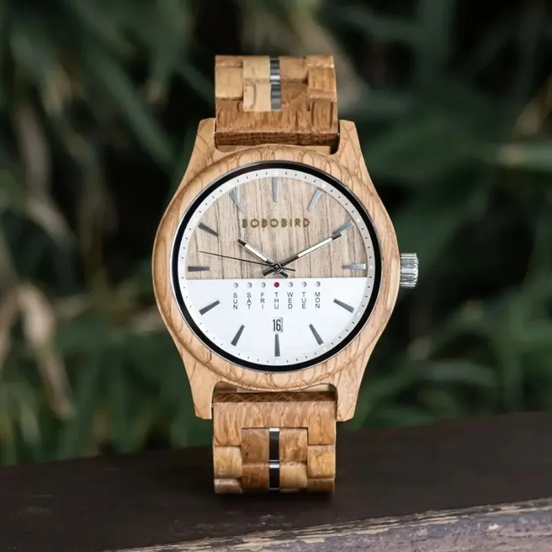 

Мужские часы BOBO BIRD, повседневные деревянные наручные часы с дисплеем недели и даты, модные часы для мужчин, Прямая доставка по индивидуальному заказу