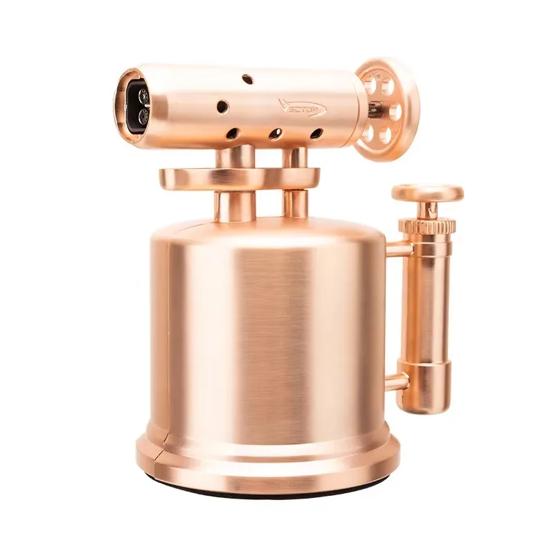 Direct Jet Four-Way Blue Flame Metal Cigar Lighter Windproof Desktop Oil Lamp with Hole Opener and for Weddings Easter